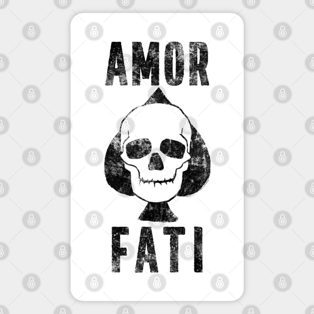 Amor Fati Love of Fate Skull and Ace of Spades Magnet by Huhnerdieb Apparel